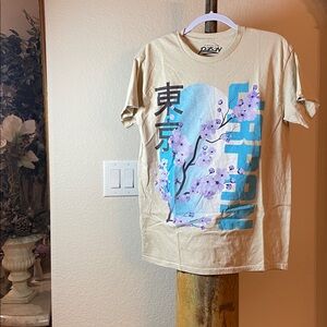 Popular Poison Japan Cherry Blossom T Shirt Tan Size:Medium preowned Gently Worn